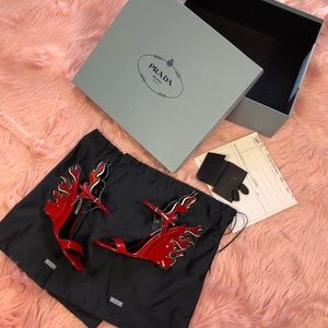 Prada Red Flame Sandals Heels